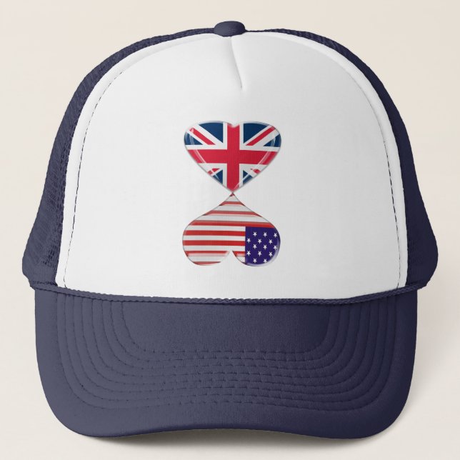 Boné Beijando EUA e a arte BRITÂNICA das bandeiras dos (Frente)