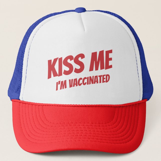 Boné Beije-me Estou Vacinado Moderno, Cute Engraçado Ci (Frente)