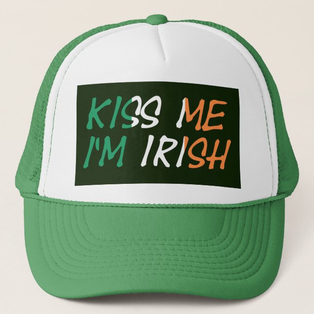 Boné Beije-me Eu sou irlandês no lance da Irish Flag (Frente)