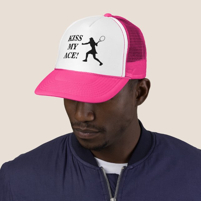 Boné Beije meu Ace! Um chapéu de tênis rosa engraçado p