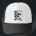 Boné Beisebol engraçado, mãe Bruh, com nome e número da<br><div class="desc">Um camionista de baseball minimalista que design com a frase "Mães. Mamãe. Mãe. Bruh." em letras negras arrojadas com um pequeno coração vermelho acima,  combinando humor esportivo com simples na moda flair — perfeito para dias de jogos e mães esportivas orgulhosas.</div>