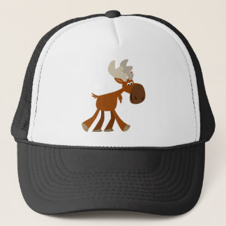 Boné Bela e Feliz Cartoon Moose Hat de Caminhoneiro