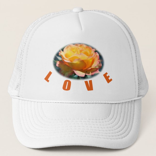 Boné belo brinde de flor amarela de rosa foto arte amor (Frente)