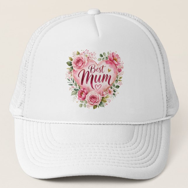 Boné Best Mum Aquarell Blumenherz Design (Frente)