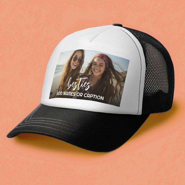 Boné Besties com Fotografia e Texto Personalizado - Scr (Custom Trucker Hat)