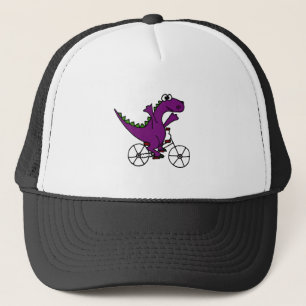 Boné Bicicleta roxa feliz da equitação do dinossauro