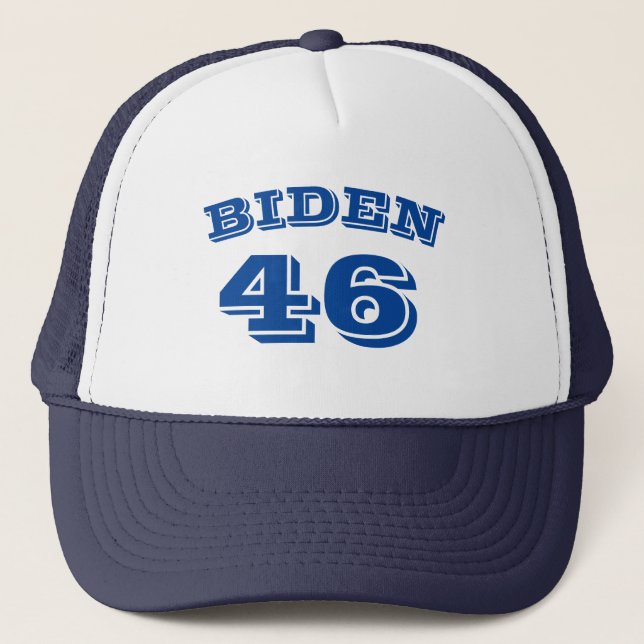 Boné Biden 46 letras brancas e azuis curvas (Frente)