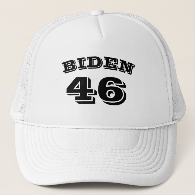 Boné Biden 46 letras brancas e pretas curvas brancas, b (Frente)