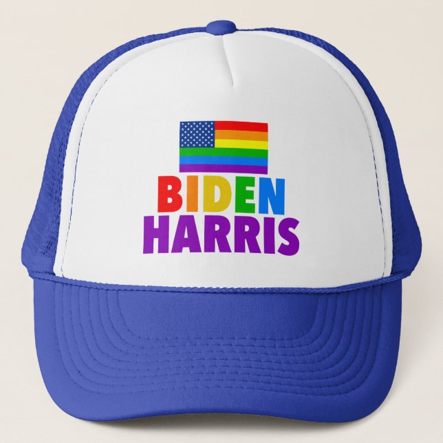 Boné Biden Harris Rainbow American Flag Orgulho gay (Frente)