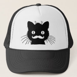 BONÉ BIGODE RETRO ENGRAÇADO NO GATINHO PRETO