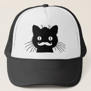 BONÉ BIGODE RETRO ENGRAÇADO NO GATINHO PRETO
