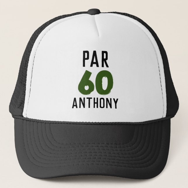 Boné Birthday Golfer Funny 60th feliz Pai Par (Frente)