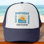 Boné Birthday Squad Sunset 21st 30th 40th 50th 60th<br><div class="desc">Celebrate any milestone in retro style with this bold and colorful sunset “Birthday Squad” trucker hat! Whether you're turning 21, 30, 40, 50, 60, or 70, this hat is the perfect accessory for beach parties, weekend getaways, and group photos. Lightweight and breathable, it’s designed for birthday fun and squad vibes...</div>