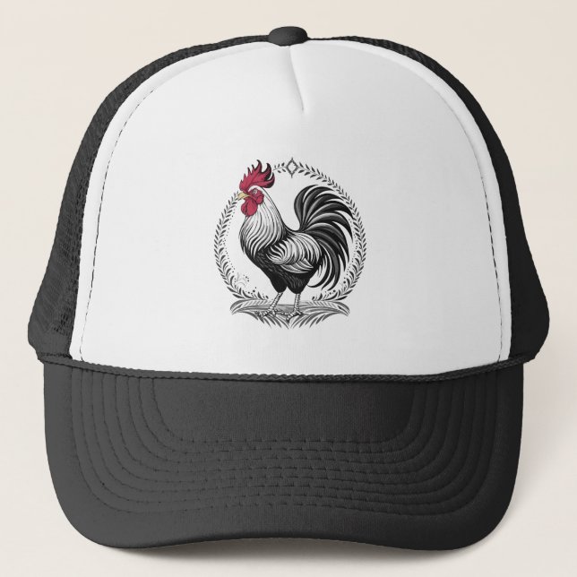 Boné Black and white rooster (Frente)