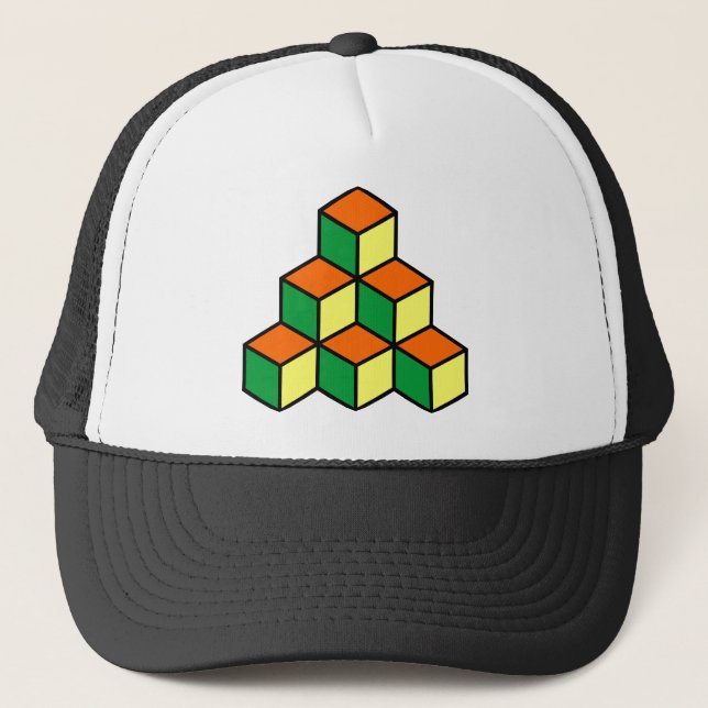 Boné Blocos Geométricos - Laranja Verde e Amarelo (Frente)