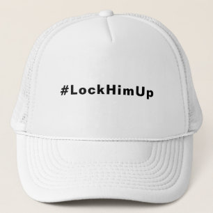 Boné Bloqueá-lo #LockHimUp texto branco preto minimalis