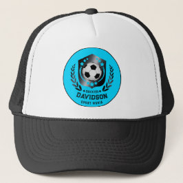Boné Blue and Black Personalized Soccer Custom Text 