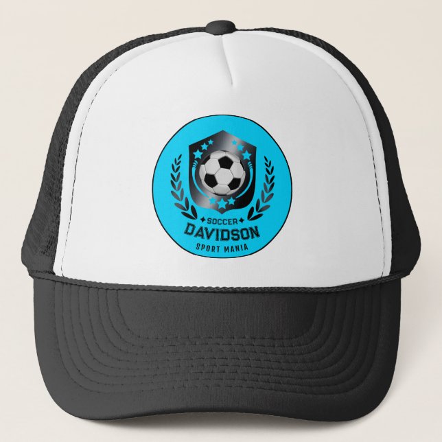 Boné Blue and Black Personalized Soccer Custom Text  (Frente)