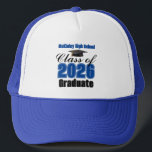 Boné Blue Class of 2026 Graduation Custom<br><div class="desc">Customize your own blue high school Class of 2026 graduate hat for a graduation party. Cool varsity letters for the year on a great custom commemorative gift for seniors. Classic keepsake with your student photograph.</div>