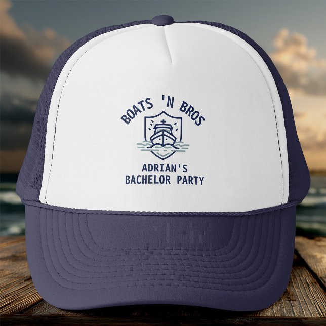 Boné Boats N Bros Bachelor Party Favor Nautical Groom (Criador carregado)