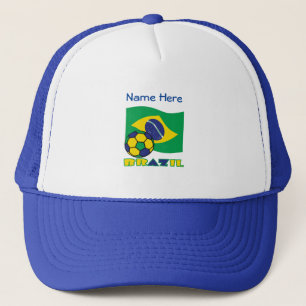 Boné Bola de Futebol Bandeira Brasileira Azul Personali