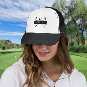 Boné Bola de Golfe e Tacadas Personalizadas Nome Preto