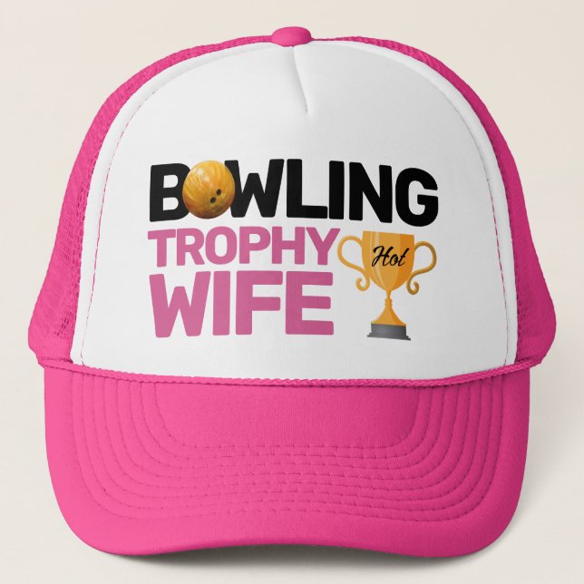 Boné Boliche Troféu Esposa Diversão Bowler Lady Lover (Frente)
