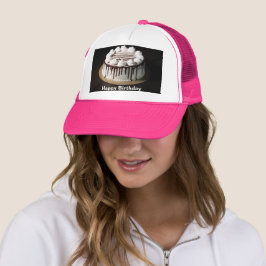 Boné Bolo de Aniversário Adornado com Peças Brancas Cre