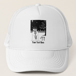 Boné boneco de neve com cachecol e chapéu arte preto e