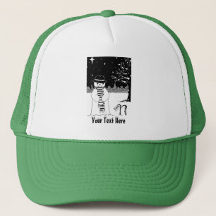 Boné boneco de neve sorrindo no natal da neve