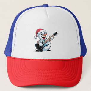 Boné Boneco de Neve Tocando Guitarra Elétrica Natal Pap