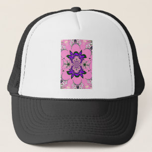 Boné Bonita E Adorável Sombreada Floral Púrpura Rosa