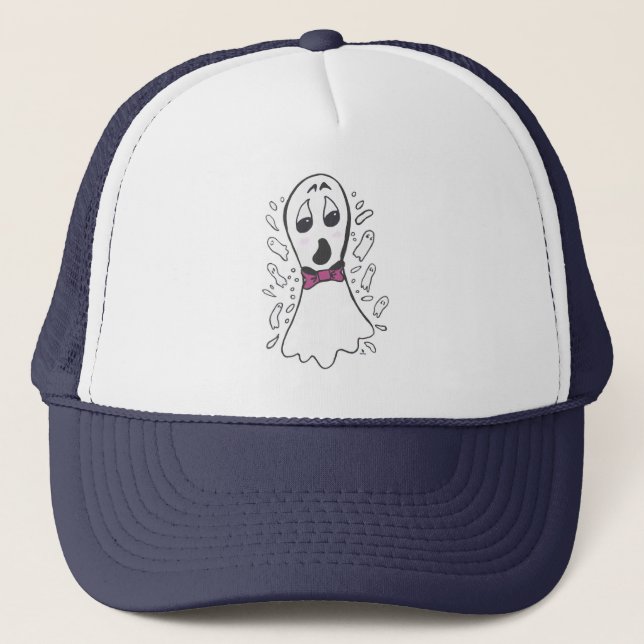 Boné Bonito Retro Fantasma Arte Vintage de Halloween (Frente)