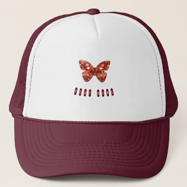 Boné Borboleta Imagem Personalizada Texto Aqui Branco e (Frente)