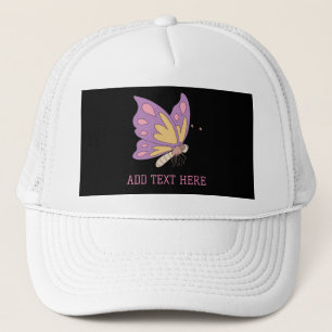 Boné Borboleta Rosa Adicionar Texto Impresso Belo Na mo