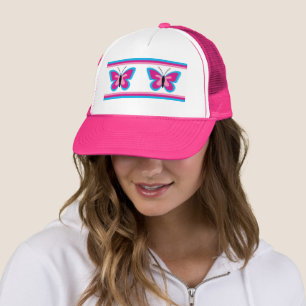 Boné Borboleta Rosa Azul