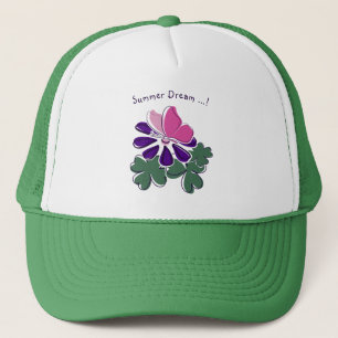 Boné Borboleta rosa-branca Dodó-Flor-Púrpura Verão