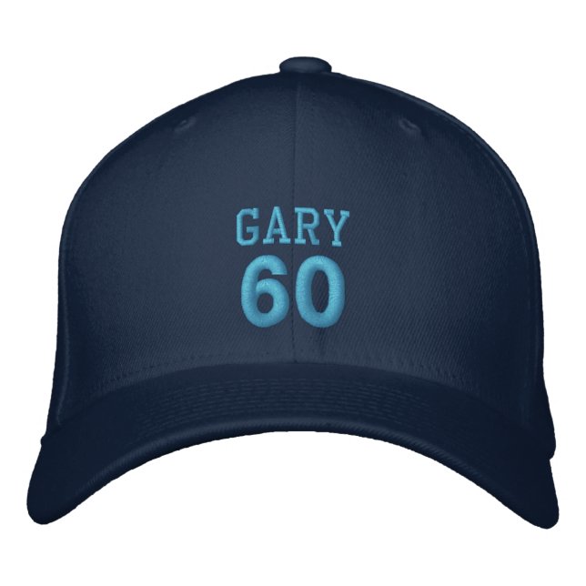 Boné Bordado 60 Birthday Custom Name MARINHO Hat BLUE Embroider (Frente)