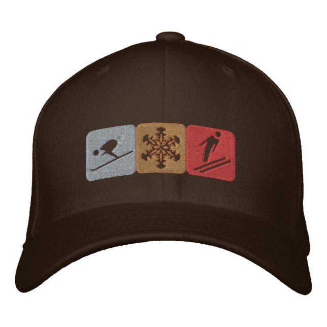 Boné Bordado Arte para amantes de neve de esqui para fanáticos  (Frente)