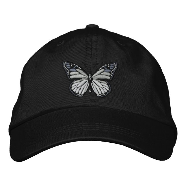 Boné Bordado Borboleta-monarca branca e preta (Frente)