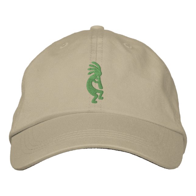 Boné Bordado Bordado de Kokopelli Verde (Frente)