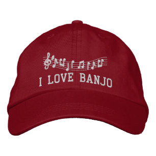Boné Bordado Bordado Vermelho Adoro Banjo Hat