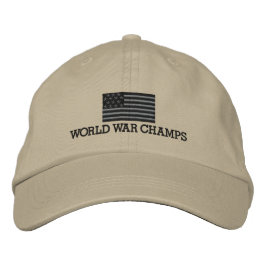 Boné Bordado Camps da Guerra Mundial - Bandeira Americana Cinza