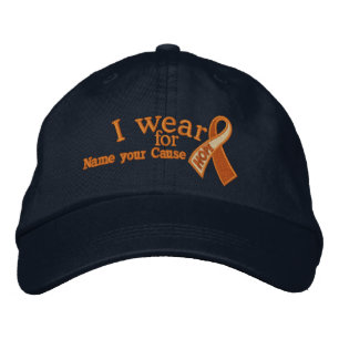 Boné Bordado Cancer Laranja Personalizado Frisa Seu Texto