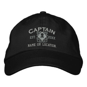 Boné Bordado Capitão do Mar Personalizado Caveira Náutica Cruza