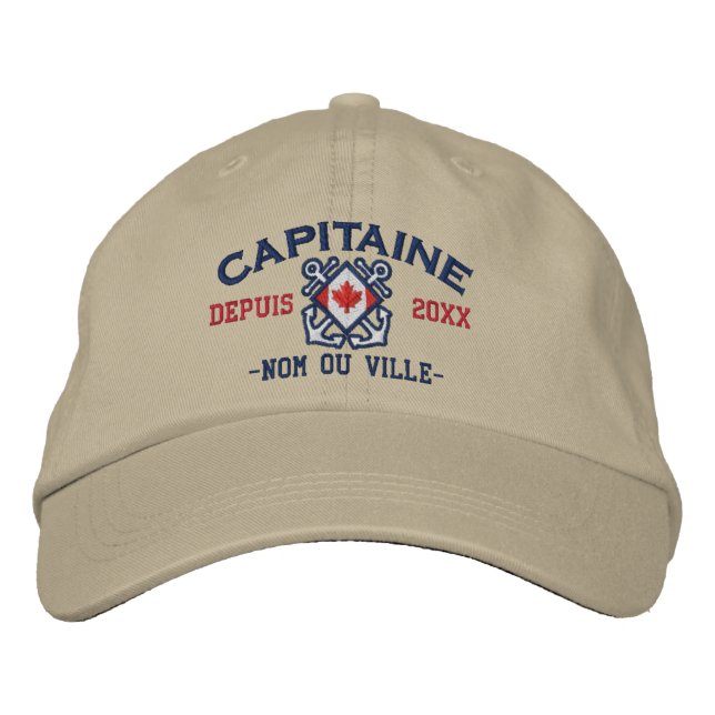 Boné Bordado Capitão náutico canadense personalizado (Frente)