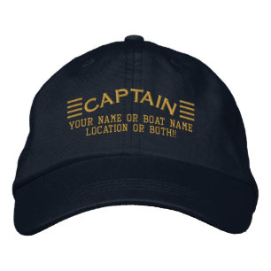Boné Bordado CAPTAIN Stripes Personalizadas Seu Nome Boat Local