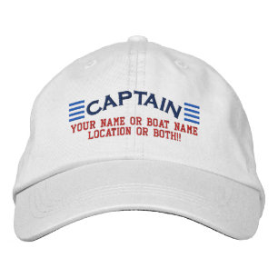 Boné Bordado CAPTAIN Stripes Personalizáveis Seu Nome Boat Loca
