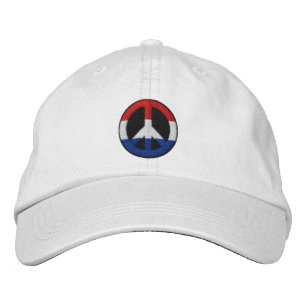 Boné Bordado Chapéu branco e azul bordado vermelho