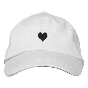 Boné Bordado Coração branco e preto chapéu bordado